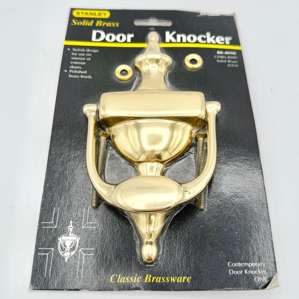 Vintage Stanley Solid Brass Door Knocker 80-4090 Traditional Urn Style Taiwan